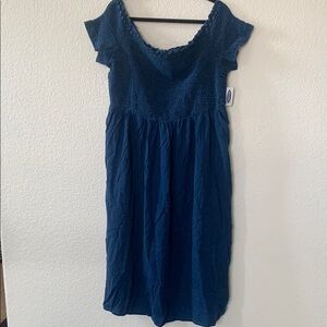 Blue Off-Shoulder Dress